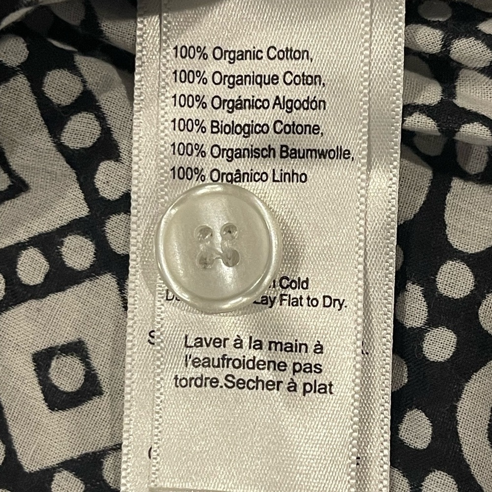 Emerson Fry Mandarin Collar Top, Daisy Check, Black/White, Button Down Front, OS - Picture 6 of 16
